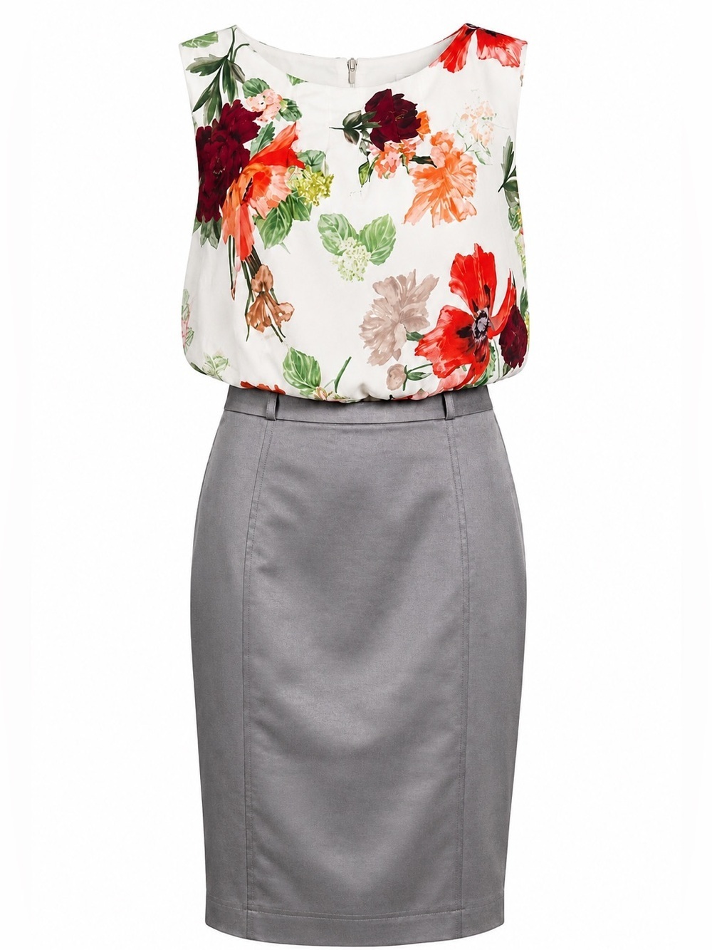 H&M Floral Blouson Sheath Dress Size 8 Elegant Office to Event Dress